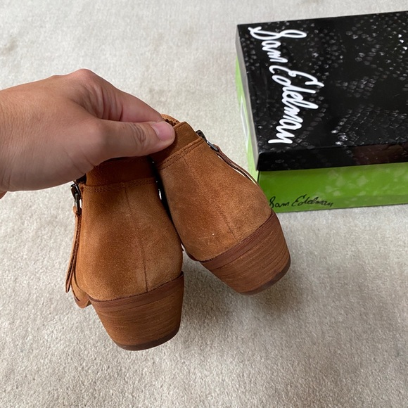 SAM EDELMAN Camel Suede Ankle Booties - Wide - Picture 9 of 10
